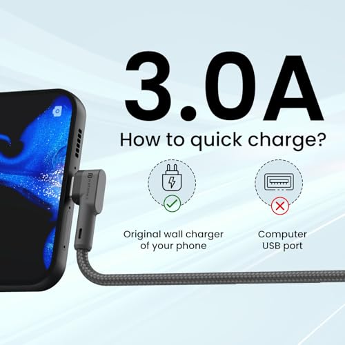 Portronics Konnect L POR-1403 Fast Charging 3A Type-C Cable 1.2 Meter with Charge & Sync Function for All Type-C Devices (White)