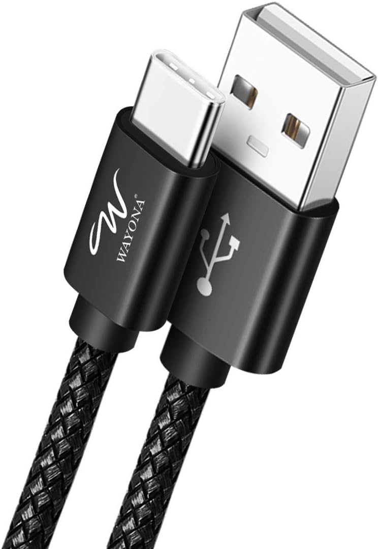 Wayona Type C 3Meter Nylon Braided 65W/3A Fast Charging USB C Long Cable Compatible for Samsung Galaxy S24, S23, S22, iPhone 15 Series, Android Auto, Apple CarPlay (10 FT Pack of 1, Black)