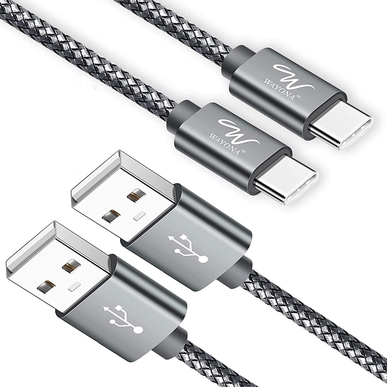 Wayona Type C 3Meter Nylon Braided 65W/3A Fast Charging USB C Long Cable Compatible for Samsung Galaxy S24, S23, S22, iPhone 15 Series, Android Auto, Apple CarPlay (10 FT Pack of 1, Black)