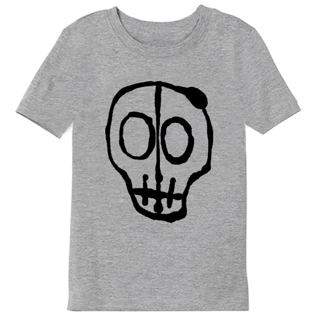 2024 Summer Children's T-Shirt Fashion 100% Cotton Boy T Shirt Girl Cartoon Skull Print Girl T-Shirt Top Boy Clothes 2-10Y