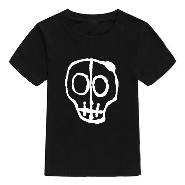 2024 Summer Children's T-Shirt Fashion 100% Cotton Boy T Shirt Girl Cartoon Skull Print Girl T-Shirt Top Boy Clothes 2-10Y