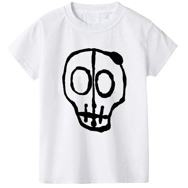 2024 Summer Children's T-Shirt Fashion 100% Cotton Boy T Shirt Girl Cartoon Skull Print Girl T-Shirt Top Boy Clothes 2-10Y