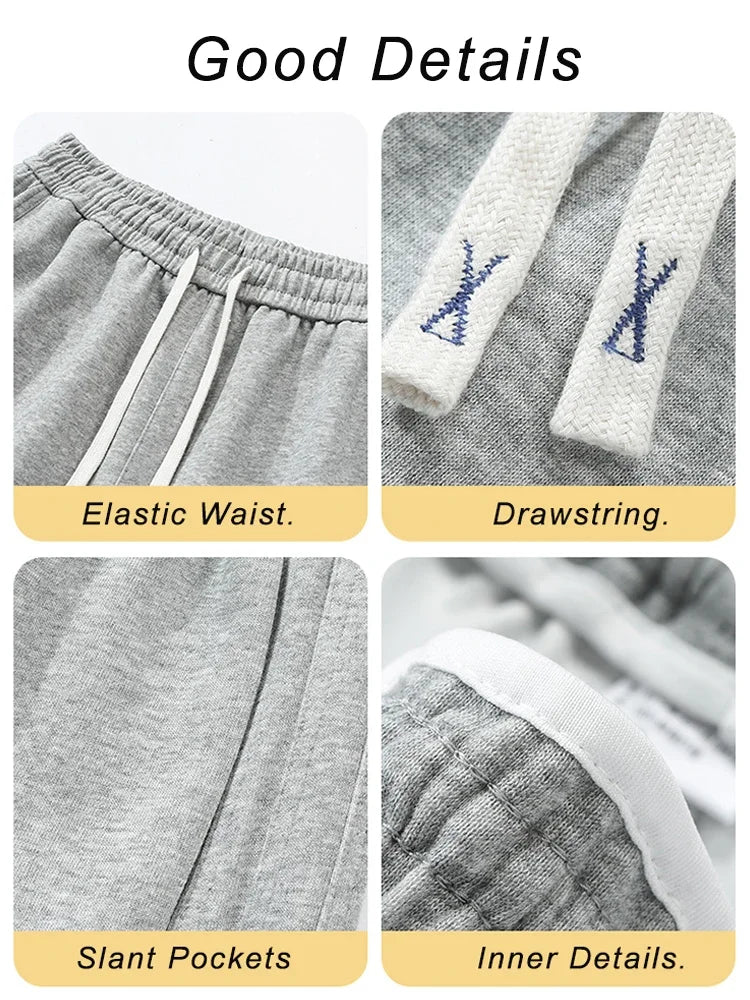 2024 New Summer Men's Sweatpants Korean Fashion Sportswear Light&Thin Cotton Straight Track Pants Casual Loose Home Trousers