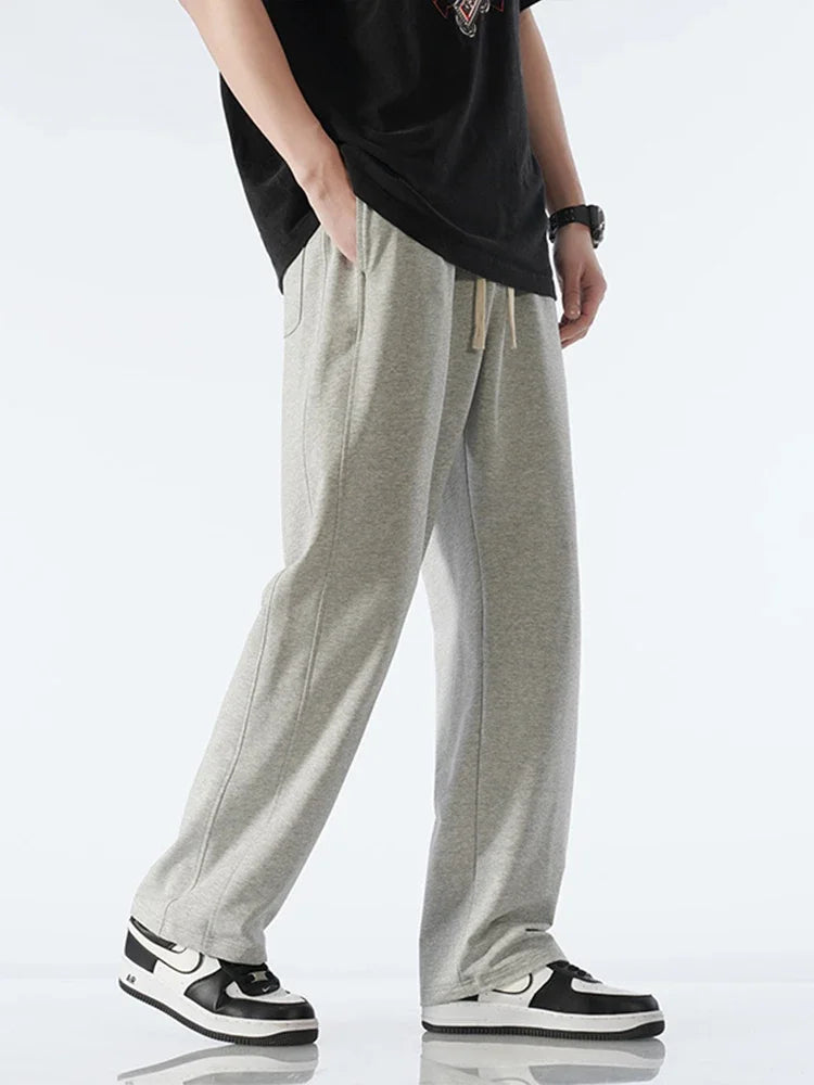 2024 New Summer Men's Sweatpants Korean Fashion Sportswear Light&Thin Cotton Straight Track Pants Casual Loose Home Trousers